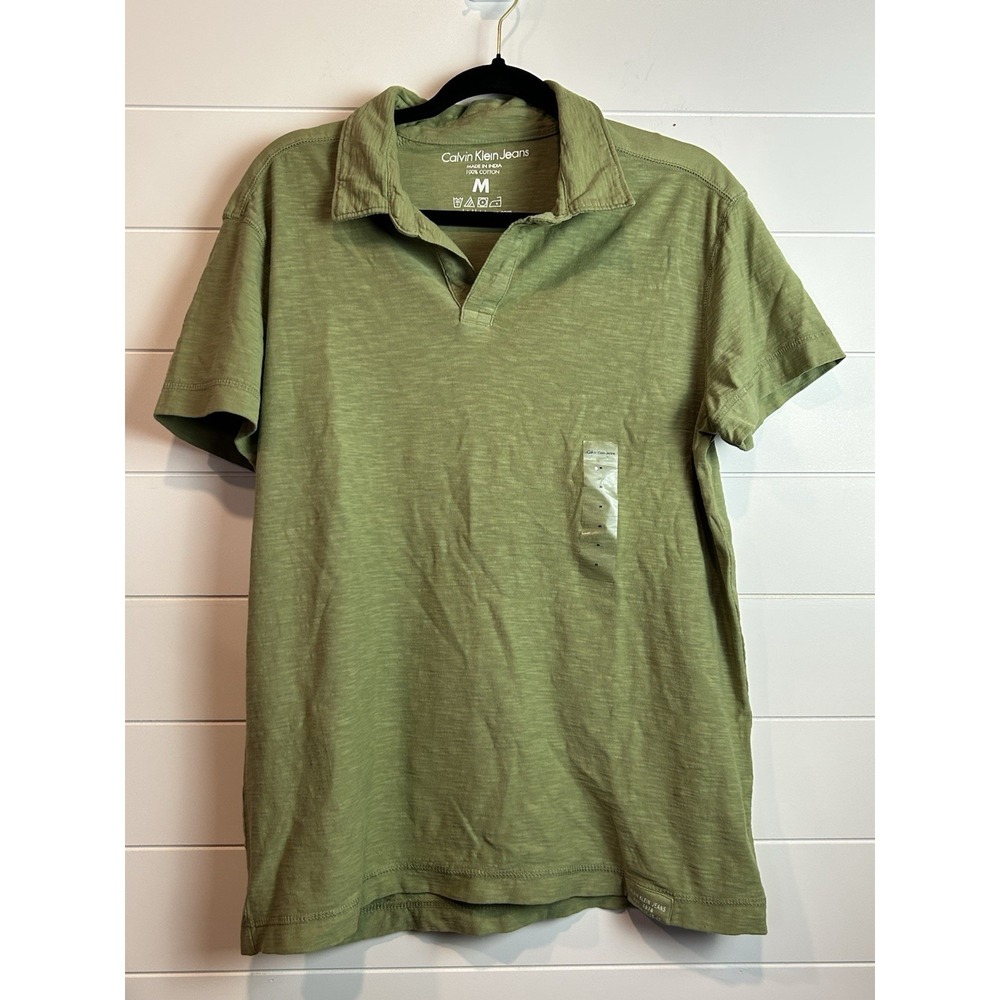 Women's Calvin‎ Klein Jeans Collard Shirt Sz Medium Watercress Green MG21134